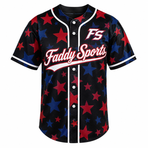 Maillot de baseball personnalisé sublimé, entièrement boutonné, respirant, uniforme sportif d'équipe, imprimé étoiles, haute qualité, vente en gros, haut de gamme pour hommes - Product Image 1