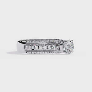 Anillo de compromiso con diamante cultivado en laboratorio de 0.80 quilates con piedras laterales graduadas en oro rosa de 14k, oro amarillo o oro blanco. - Product Image 5