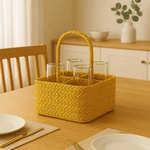 Portavasos de Bambú Tejido a Mano Estilo Bohemio para 6 Vasos |   Organizador de Cocina y Comedor Ecológico y Duradero - Product Image 2