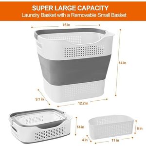 Cesto per Bucato Pieghevole e Richiudibile con Piccola Maniglia, Design Salvaspazio per Dormitori, Case e Lavanderie - Product Image 2