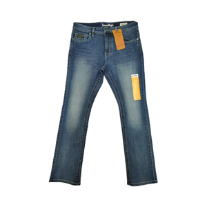 Automne/hiver hommes personnalisé jean droit 100% qualité d'exportation pierre foncée Enzyme lavage décontracté Denim Stretch pantalon bouton fermeture - Product Image 1