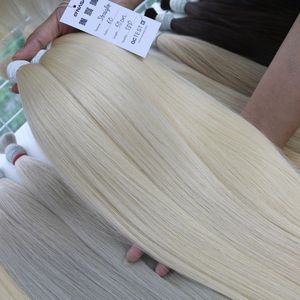 Extensions de cheveux vietnamiens en vrac super double tirés, prix d'usine, blond # PLA02 # PLA01 # 60 50cm Naturel Lisse - Product Image 2