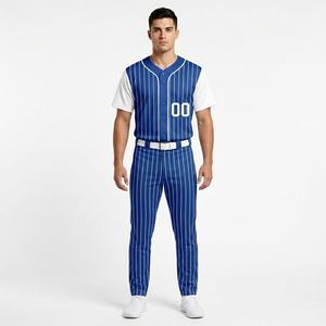 Uniforme de Béisbol a Rayas Azules para Hombre Five B, Conjunto de Pantalones y Jersey de Manga Corta, Transpirable, de Poliéster, para Todas las Temporadas, Ropa de Equipo, Logotipo Personalizado - Product Image 4