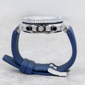 Custom Handmade Half Iced Out White/Blue Dial VVS Moissanite Diamond <b>Mechanical</b> Fully Customized Men's Wrist <b>Watch</b> - Product Image 4