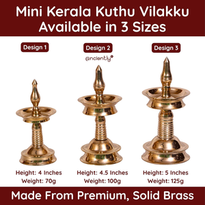 Mini lampe à huile traditionnelle du Kerala en laiton pur, style Kuthu Vilakku, pour la décoration de la maison et des temples (Pooja Mandir) - Product Image 6