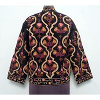 Veste matelassée Cotrise luxueuse brodée à la main, respirante, épaisse, 100% coton, avec détails floraux complexes, intemporelle, automne-hiver