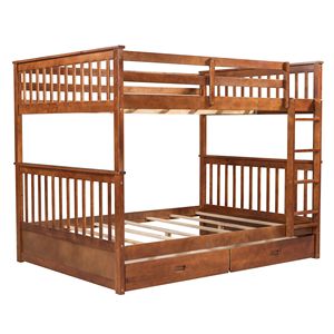 Letto a Castello in Noce con Scala e Due Cassetti Contenitori per Bambini (Modello LT000365AAD) - Product Image 6