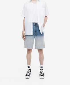 OEM Custom <b>Men</b> Embroidered <b>Patches</b> Straight Colored Distressed Streetwear High Hip Hop Jean <b>Shorts</b> Summer High Waist Button - Product Image 1