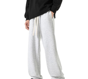 Pantalon de survêtement gris en coton pour homme, taille élastique avec cordon de serrage, décontracté, avec poches, imprimé par transfert thermique, pour l'automne - Product Image 3