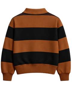 Sudadera con Cierre de Cremallera y Rayas Marrón y Negro para Hombre, Cuello Camisero, Felpa, Informal, Invierno, Fabricante OEM Personalizado - Product Image 2