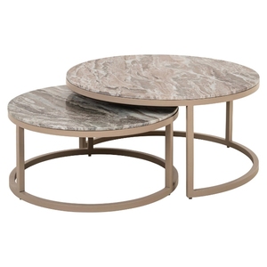 Modern Eco-Friendly Marble Top <b>Coffee</b> <b>Table</b> <b>Set</b> with Metal Frame <b>Nesting</b> Design for Living Room and Hotel Furniture - Product Image 1