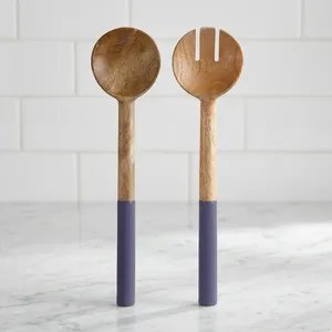 Multi Color Resin Acacia Wood <b>Salad</b> <b>Tools</b> Server Set Manual Mixing Spoon Dishwasher Safe Microwave Safe Eco-Friendly Modern - Product Image 6