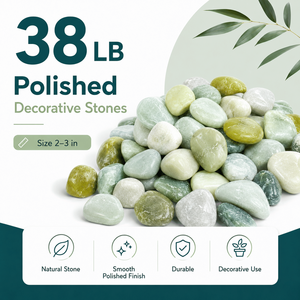 38 lb de galets de rivière cyan de 2-3 pouces, polis, pour la décoration intérieure et extérieure des plantes, des vases et des aquariums - Product Image 3
