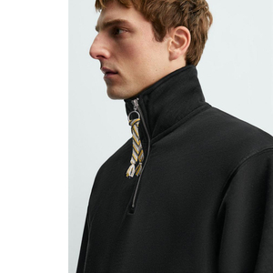 Men's Women's Oversized Half Zip Sweatshirt <b>Mock</b> <b>Neck</b> Cotton Plain Custom Streetwear <b>Top</b> - Product Image 3