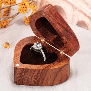 Engagement Proposal Ring <b>Box</b> Slim Wooden <b>Heart</b> <b>Shaped</b> Ring Case Bearer <b>Box</b> Ring Holder for Wedding Ceremony, Commemoration Day, - Product Image 2