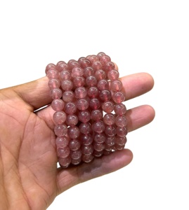 Nouveau bracelet de guérison Reiki en cristal de quartz fraise fait à la main soucieux de la mode - Product Image 1