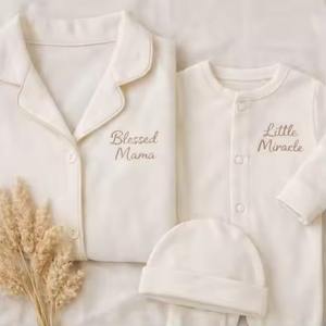 Conjunto de Pijamas de Manga Larga con Cuello Solapa para Mamá y Bebé, Diseño de Dibujos Animados, 2 Piezas, Ropa para el Hogar, Venta al Por Mayor, Económico - Product Image 4