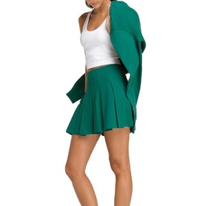<b>Women's</b> Green Pleated Tennis Skirt Elastic Waist Solid Color Breathable Sport Wear Summer Fitted Style <b>Women</b> Athletic Skirt - Product Image 5