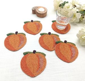 Abstract Pattern <b>Beaded</b> Durable Handmade Round <b>Coaster</b> Set Mats & Pads Aesthetic Table Decor - Product Image 3