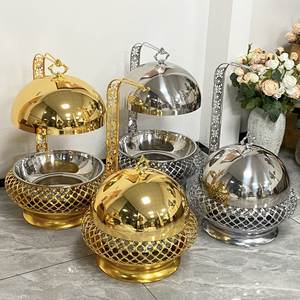 ถาดอุ่นอาหารบุฟเฟ่ต์คุณภาพพรีเมียม สีทอง ผลิตจากสแตนเลส พร้อมฝาปิด สำหรับงานจัดเลี้ยง โรงแรม และร้านอาหาร - Product Image 5