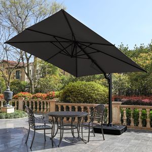 Ombrello da giardino a sbalzo da 10 piedi con rotazione di 360 gradi e regolazione dell'inclinazione ombrello esterno Offset quadrato su palo grigio in alluminio - Product Image 2