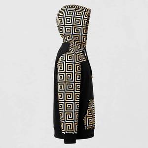 Felpa con Cappuccio Unisex NEXTEX con Motivo a Chiave Greca, Nero Oro Bianco, in Morbido Cotone e Poliestere - Product Image 4