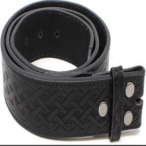 Cinturón occidental de cuero de grano suave, costura duradera, patrón de tejido en relieve y cierre a presión, venta al por mayor de fábrica - Product Image 2