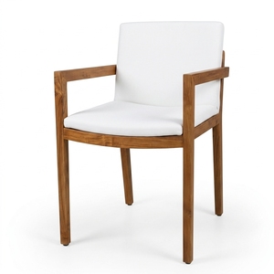Chaise de salle à manger urbaine moderne avec structure en teck massif et assise rembourrée pour la maison et l'appartement, à utiliser dans la salle à manger - Product Image 1