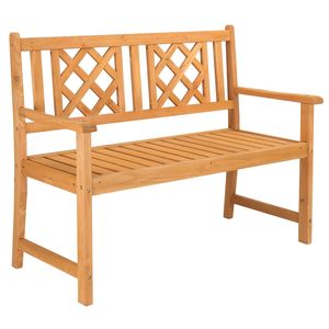 Panca da Giardino in Legno di Abete Burlywood 118*56.5*90cm con Schienale a Griglia per Uso Esterno - Product Image 4