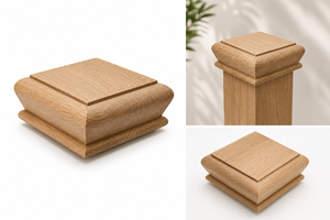 Capuchon de poteau d'escalier en bois massif, traditionnel, durable, écologique, en peuplier, personnalisable, marque EFS, garantie 1 an, NPC02, facile à installer - Product Image 2