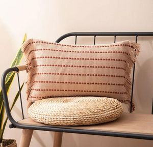 Bohemian Striped <b>Throw</b> Pillow Covers Fringe Square Cushion Covers Woven Polyester Cotton for Home Hotel Decor 100% Cotton Pillow - Product Image 1