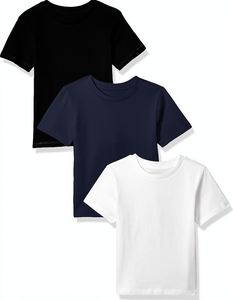 Cotton Short Sleeve T-Shirt Solid Color Casual Breathable Knitted Regular Fit <b>White</b> Navy Black - Product Image 2