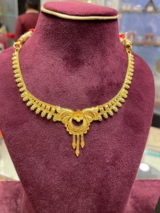 Stunning 22K <b>Solid</b> <b>Gold</b> Luxury Traditional Indian Floral Crescent <b>Pendant</b> Bridal Wedding Anniversary Party Fine Jewelry for - Product Image 2