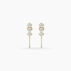 Magnifiques boucles d'oreilles en or 14 carats avec diamants de laboratoire pour femmes, bijoux fins de créateur pour les occasions spéciales - Product Image 1