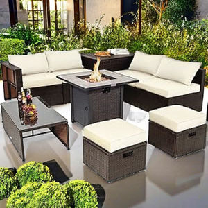 Juego de muebles de exterior de mimbre refinado moderno para patio de lujo y relajante para uso doméstico y hotelero - Product Image 1