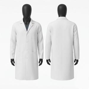 Tenues médicales unisexes en sergé de coton et polyester de qualité supérieure, 210 GSM, blanches, à manches longues, avec logo personnalisé et détection d'aiguilles - Product Image 1