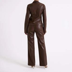Genuine Leather Winter Mid Rise PU Fabric Waterproof Eco-Friendly Vintage Style Full Length Comfortable Breathable Pants Women - Product Image 6