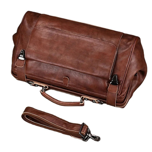 Professional Genuine <b>Leather</b> Logo Print Design Your Own Waterproof Duffle <b>Bag</b> Drawbar Adjustable Strap Zipper Closure Luxury - Product Image 4