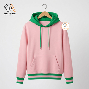Ropa Griega para Alpha |   Kapa |   Sudadera con Capucha Ecológica de Felpa 100% Algodón en Verde y Rosa para Mujer de Alpha Sorority - Product Image 2