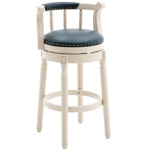 26 "sgabelli da Bar in legno in pelle bianco-blu 1pc con alta altezza del sedile - Product Image 1