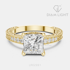 Anillo de Diamante Cultivado en Laboratorio con Corte Princesa de 2.15CT en Oro Blanco de 14KT, Color F+, Claridad VS+, Certificado IGI, Anillo de Compromiso y Boda, Ideal para Regalo - Product Image 3