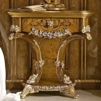 Ensembles de lits de luxe avec cadre de lit rembourré et table de chevet en bois, meubles de chambre à coucher antiques fabriqués en Indonésie