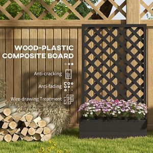 Jardinière et potager surélevé noirs pour plantes grimpantes d'extérieur avec treillis - Product Image 5