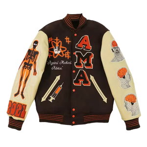 Chaqueta de Béisbol Estilo Universitario Personalizada con Logotipo para Hombre, Chaqueta Varsity Extra Grande con Gráficos de Letras, Unisex, con Bloques de Color y Parches de Letras - Product Image 2