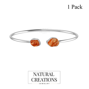Premium 925 Sterling Silver High Finish Trendy Adjustable Bezel <b>Set</b> Twister Bracelet <b>Bangles</b> Sunstone Rough Shape Party Gift - Product Image 1