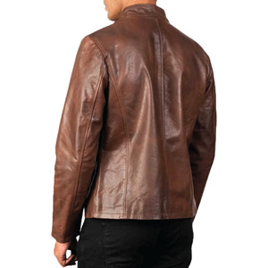 Chaquetas de Cuero Marrón Chocolate para Hombre, Cuero Vacuno Auténtico, Estilo Motero Vintage, Prenda Exterior Desgastada para Moda Casual e Invernal 2026 - Product Image 5