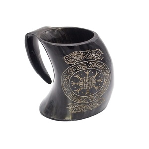 Tasse à boire Viking corne de buffle tasse à café Base en bois poli pour bière vin café inspiré corne indienne ancienne - Product Image 2