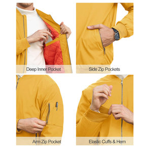 Veste pour hommes, style bomber, fermeture éclair sur le devant, logo personnalisé OEM, manches longues, poignets élastiques. - Product Image 6