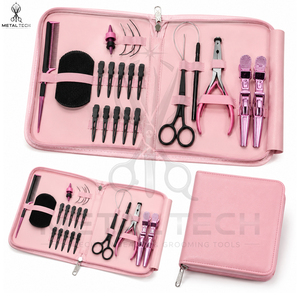 Premium Quality Hair Extension Beauty <b>Tool</b> Set With <b>Pink</b> Color Zipper Storage Case Wholesale Rate New Trendy Carry Case <b>Tools</b> - Product Image 3