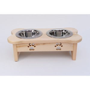 Bols pour chien en bois durables avec support double en acier inoxydable, design élégant surélevé, taille personnalisable - Product Image 2